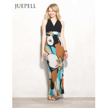 Floral Print V-Neck Maxi Beach Women Dress